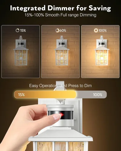 Miniatura 3 de VIANIS Luces de pared al aire libre con sensor de movimiento, luces de pared blancas del atardecer al amanecer, accesorio de luz exterior, linterna
