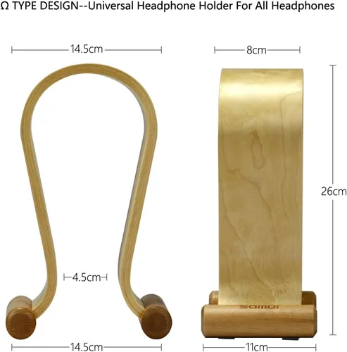 Miniatura 4 de SAMDI Soporte De Auriculares De Cuero Soporte De Auriculares Soporte Para Auriculares Universal Gaming Headset Holder - Abedul