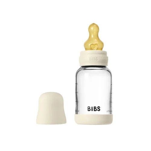 Miniatura 24 de BIBS Biberón de vidrio para bebé. Anticólico. Tetilla de látex de goma natural redonda. Respalda la lactancia natural, Juego completo - 225 ml, Azul