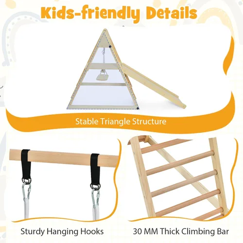 Miniatura 7 de HONEY JOY Gimnasio de la selva interior para niños, gran juego de escalador 5 en 1 con columpio para bebé, rampa deslizante, escalera y pared