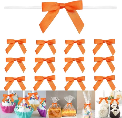 Miniatura 18 de 100 lazos preatados azul satinado de 3 pulgadas con lazos giratorios, bolsas de golosinas, paletas para pasteles y galletas