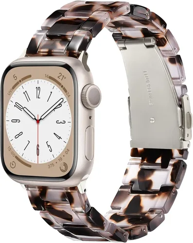 Miniatura 20 de V.R.HOPE Correa de Resina para Reloj Compatible con Apple Watch para Mujeres 38mm 40mm 41mm 42mm Oro Rosa Ligero Pulsera de Pulsera para iWatch Beige