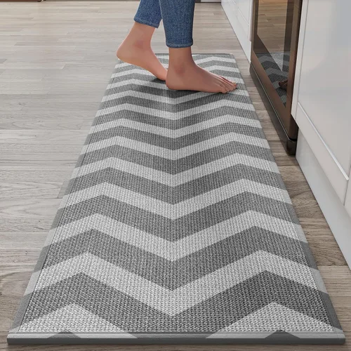 Miniatura 42 de YDKGL Tapetes de cocina para piso, alfombras de cocina súper absorbentes, antideslizantes, lavables, de lino sintético suave trenzado, alfombra