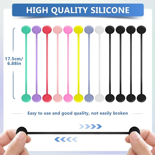 Miniatura 6 de Bridas magnéticas para cables, organizadores de cables magnéticos de silicona reutilizables para agrupar, clips de refrigerador, marcadores