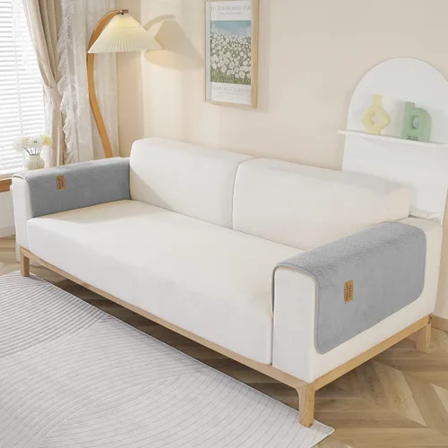 Miniatura 17 de Fundas de sofá de vellón sherpa suave y esponjoso, funda de sofá seccional de felpa cálida, funda antideslizante para sofá, protector de muebles