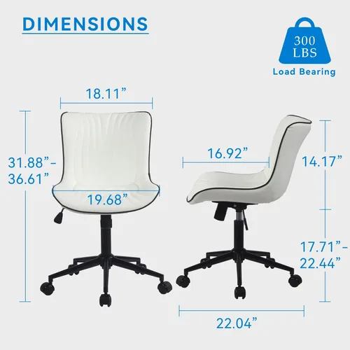 Miniatura 2 de YOUNIKE Silla de Oficina, Silla de Escritorio sin Brazos con Ruedas, Sillas de Tarea de Computadora para Oficina en Casa, Silla de Tocador Moderna