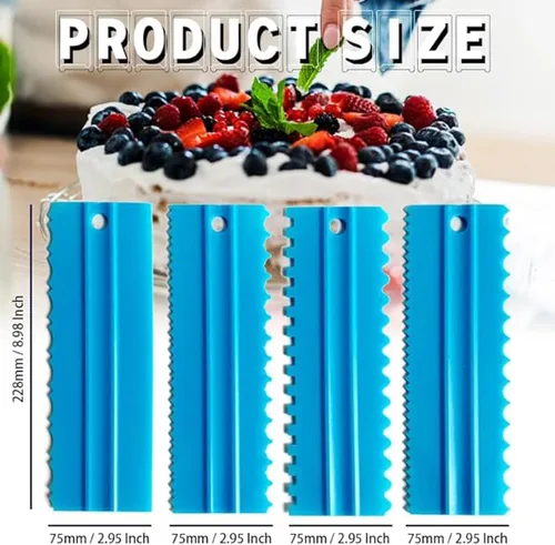 Miniatura 2 de Juego de raspadores para tartas, peine de decoración y glaseado más suave, raspador de dientes de sierra, pulidor de espátula de mantequilla, crema