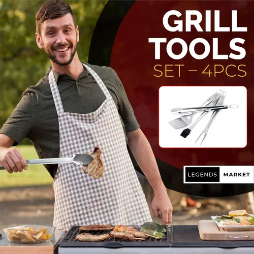 Miniatura 5 de Juego de herramientas para barbacoa con pinzas, espátula, tenedores, cepillo, kit de parrilla de acero inoxidable para parrilla, accesorios