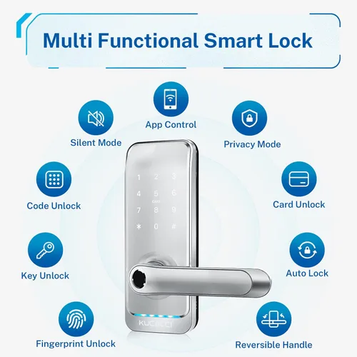 Miniatura 2 de Cerradura de puerta inteligente con teclado con asa: cerradura inteligente de entrada sin llave Kucacci para puerta delantera, código electrónico