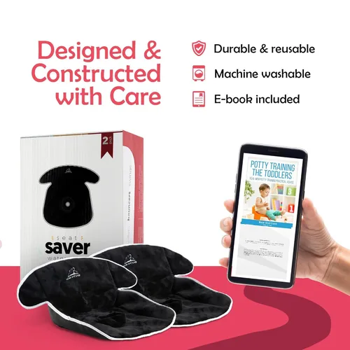 Miniatura 6 de Bear and Care - Almohadillas de charco - Cochecitos, gorilas y almohadilla de asiento de automóvil, funda impermeable y lavable a máquina en el Negro