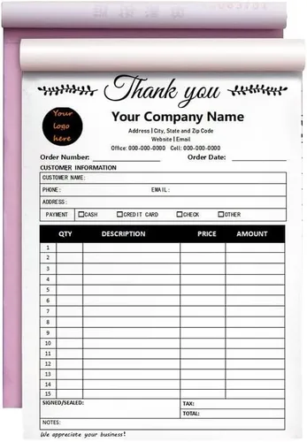 Miniatura 5 de Libro de recibos de agradecimiento personalizado de 2 partes/3 partes, libro de recibos personalizado, multiusos, duplicado, sin carbono, con nombre