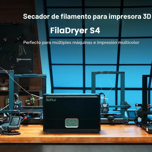 Miniatura 9 de SUNLU Caja secadora oficial para filamentos de impresora 3D S4, capacidad para 4 carretes, 3 ventiladores de circulación, calentador PTC de 350W