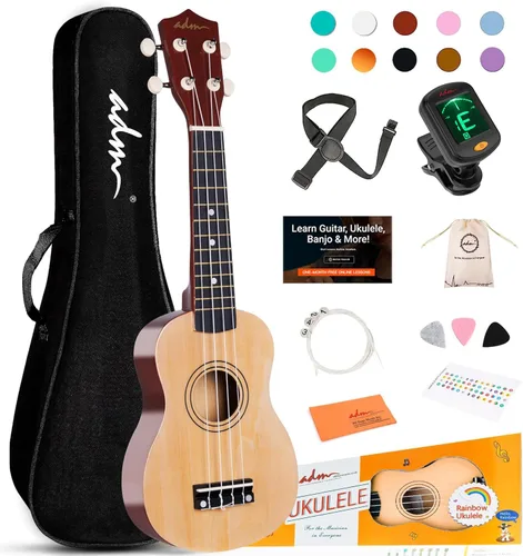 Miniatura 13 de ADM Ukelele para principiantes, kit de madera hawaiana para niños, adultos y estudiantes, pack profesional de ukalele con lecciones gratuitas, bolsa