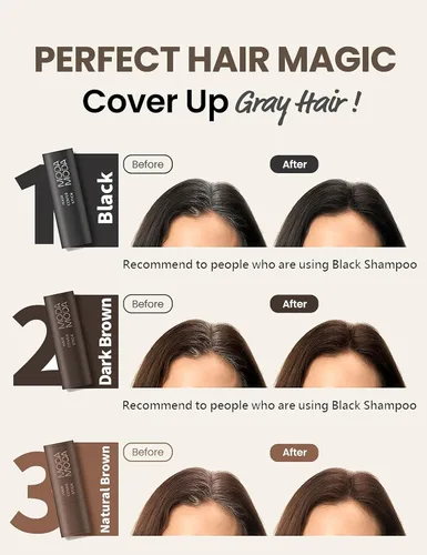Miniatura 8 de MODAMODA Pro-Change Hair Cover Stick – Edición de dispensación suave 100HR color de cabello temporal – Barra de polvo portátil para cabello gris
