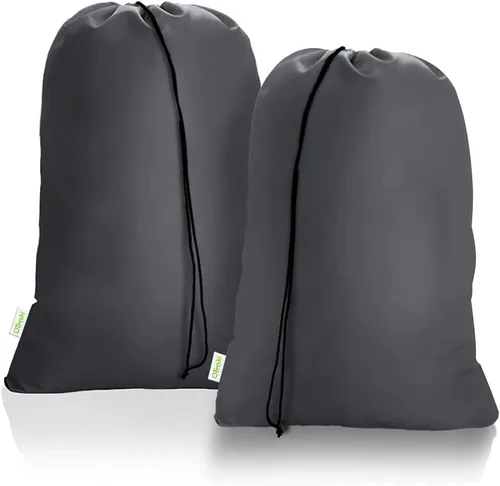 Miniatura 11 de OTraki Paquete de 2 bolsas de lavandería 28x45 pulgadas con cordón XXL, cesta de lavandería, bolsa de almacenamiento para ropa sucia, bolsa de viaje