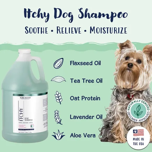 Miniatura 2 de Bobbi Panter Champú para perros para aliviar la picazón de árbol de té, lavanda y linaza, fórmula natural calmante para piel irritada e irritada