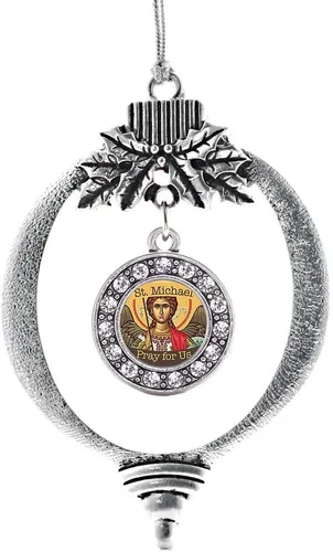 Miniatura 95 de Inspired Silver - Bonita bandera estadounidense - Adorno de Navidad plateado - Adorno de árbol de Navidad con dije circular con circonita cúbica