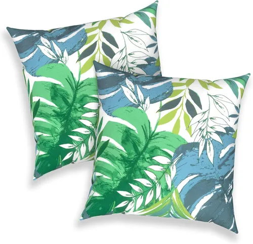 Miniatura 184 de Juego de 2 almohadas para exteriores de 16 x 16 pulgadas, repelentes al agua con interiores, para muebles de patio, hogar, jardín, geometría bohemia