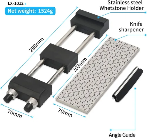 Miniatura 2 de DMD Juego de soporte para afilar diamantes con tornillos de ajuste simple que sostiene la piedra de forma segura con piedras afiladoras de cuchillos