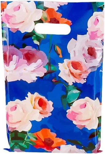 Miniatura 6 de 50 bolsas de plástico para mercancías de 11.7 x 15.7 pulgadas con asa troquelada, bolsas de compras y regalo para pequeñas empresas, manualidades
