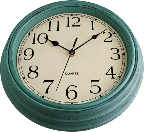 Miniatura 4 de Foxtop Reloj clásico redondo retro silencioso de 12 pulgadas, de cuarzo, decorativo, funciona con pilas, para sala de estar, cocina, oficina en casa