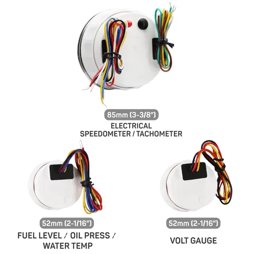 Miniatura 6 de RACETECH - Juego de 5 medidores 85 mm (3-3/8") 2 en 1 velocímetro GPS 120 MPH tacómetro 8000 RPM indicador de luz y odómetro - 52 mm (2-1/16")