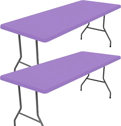 Miniatura 28 de Moosfor Paquete de 2 manteles rectangulares de elastano de 4 pies, elásticos y ajustables para pícnic, cubierta de mesa de patio elástica y lavable