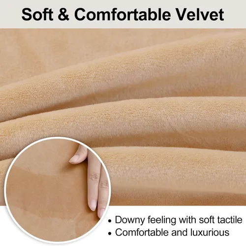 Miniatura 3 de smiry - Fundas para sillas de comedor de terciopelo elástico y suave, extraíbles, Terciopelo, Beige