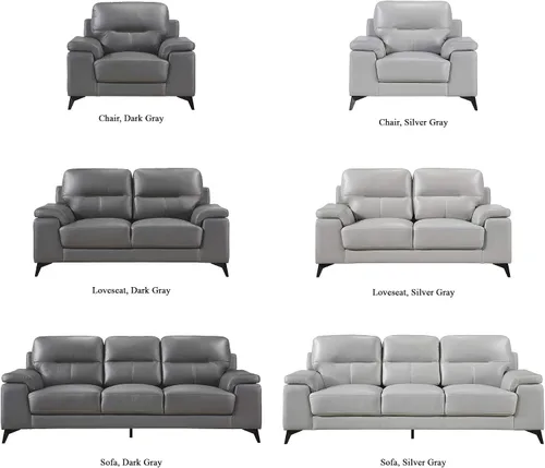 Miniatura 8 de Homelegance Sofá de cuero de 89", gris plateado