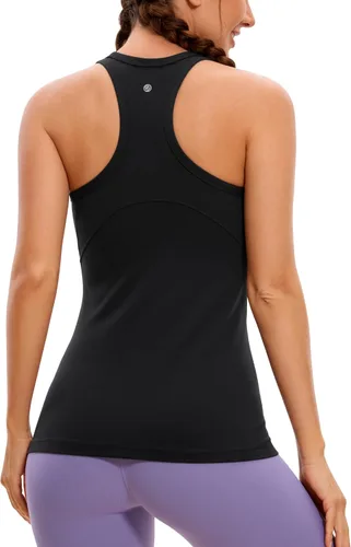 CRZ YOGA Butterluxe - Camiseta sin mangas para mujer, con espalda cruzada, cuello alto, atlética, para correr, gimnasio, yoga