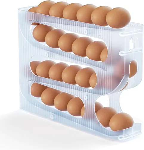 Sotfamily Soporte para huevos para nevera, dispensador automático de huevos para refrigerador, encimera, cocina, rodillo de huevos que ahorra