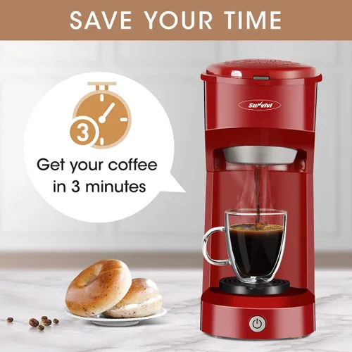 Miniatura 3 de Cafetera de una sola porción para cápsulas de café molido, cafetera pequeña de 1000 W con filtro de depósito de 6 a 14 onzas, botón de un solo toque