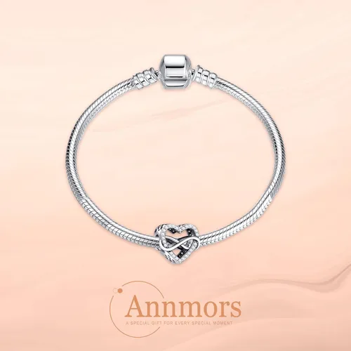 Miniatura 2 de Annmors Family Charm Love your Dad Mon Sister Infinity Charm fits Bracelets, 925 Sterling Silver-Lucky Charm for Woman Pendant Bead, Jewelry Beads