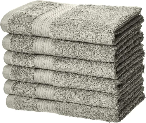 Miniatura 26 de Amazon Basics Juego de toallas de baño suaves, absorbentes, resistentes a la decoloración, 100% algodón, 6 piezas (12 x 12 pulgadas), toallas Carmesí