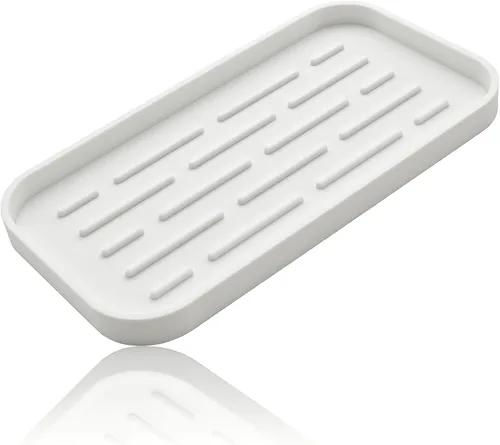 Miniatura 12 de Bandeja organizadora de silicona, soporte de jabón y esponja para fregadero de cocina, baño, bandeja de almacenamiento para cepillo de platos