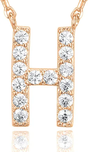 Miniatura 99 de PAVOI 14K White Gold Plated Cubic Zirconia Initial Necklace Letter Dainty Necklaces for Women