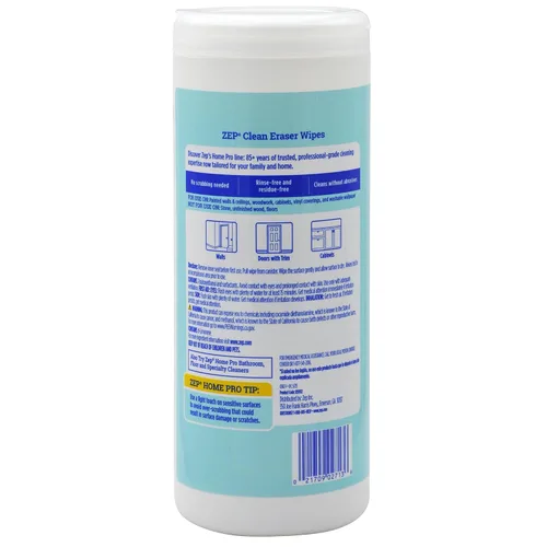 Miniatura 2 de Zep Home Pro Clean Eraser Wipes 50 unidades - R59112- Elimina rasguños, huellas de manos, crayón, greese para usar en paredes, zócalos, puertas