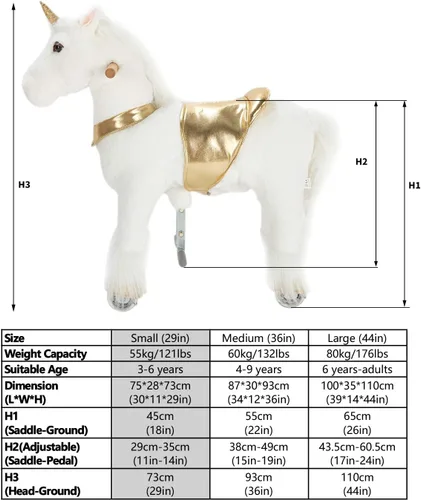 Miniatura 5 de UFREE pony, caballo de juguete que camina, caballo balancín con ruedas Giddy Up Ride On para niños 3 a 5 años, 3 hasta 5 años