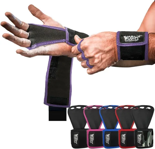 Miniatura 15 de JerkFit WODies - Agarres de gimnasia y levantamiento de pesas con muñequeras – Guantes de gimnasio versátiles de 3 agujeros para dominadas