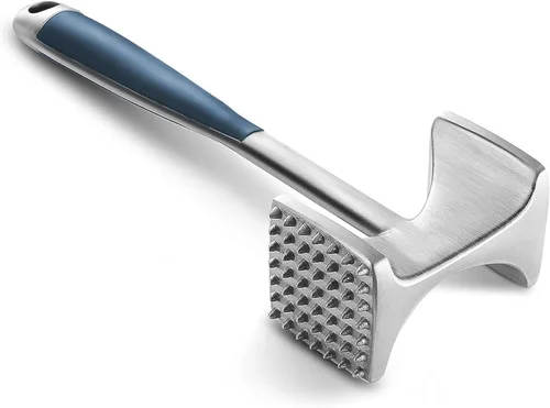 Miniatura 11 de KITEXPERT Martillo ablandador de carne con mango de agarre cómodo, mazo de doble cara para cocina, resistente para ablandar bistec, carne de res