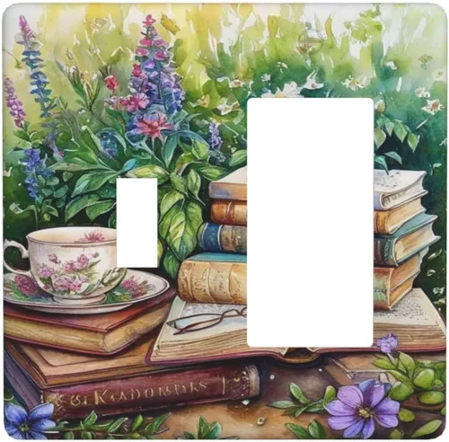 Miniatura 95 de Cubiertas Decorativas de Arte para Interruptores de Luz, Hojas de Otoño, Placa de Pared de Palanca Individual, Cubierta Decorativa de Interruptor