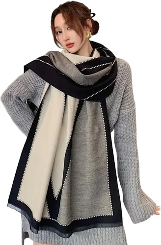 Miniatura 17 de iCuviy Bufanda grande de moda para invierno, chales y envolturas para mujer, extra suave, sensación de cachemira, bufandas frías para mujer