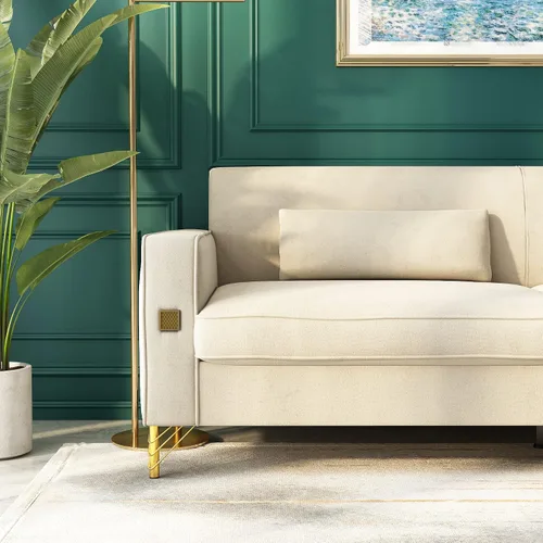 Miniatura 3 de Sofá Chesterfield de terciopelo de 85 pulgadas, moderno de mediados de siglo, cómodo sofá con almohadas para sala de estar, dormitorio, muebles