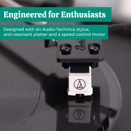 Miniatura 2 de Electrohome Montrose - Reproductor de discos de vinilo actualizable con Huntley, altavoces Bluetooth alimentados, controlador de 3 pulgadas, para un
