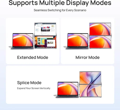 Miniatura 6 de ARZOPA Monitor portátil dual de 15.6 pulgadas para laptop, plegable, apilable, FHD 1080P, extensor IPS 100% sRGB, conectividad USB C y HDMI, soporte