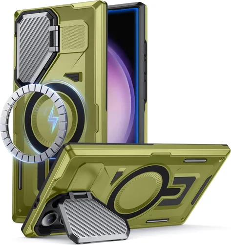 Miniatura 25 de para Samsung Galaxy S22 Ultra/S23 Ultra con MagSafe [Cubierta de cámara incorporada y soporte] [Protección de grado militar a prueba de golpes]