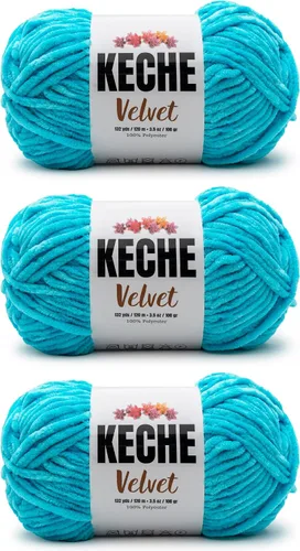 Miniatura 81 de Keche Hilo de terciopelo para ganchillo, manta de felpilla suave, voluminosa, hilo amigurumi, 3.53 oz (132 yardas), color azul bebé