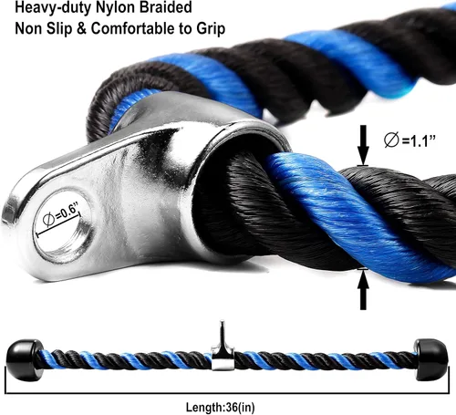 Miniatura 3 de Cable de tracción de cuerda de tríceps de lujo, 27 y 36 pulgadas de longitud, fácil de agarrar y antideslizante, accesorio de cable para ejercicio