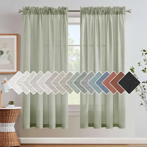Miniatura 57 de H.VERSAILTEX Cortinas de Lino con Textura Filtradoras de Luz para Tratamiento de Ventanas de Sala de Estar, Cortinas Naturales Duraderas