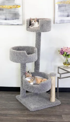 Miniatura 10 de New Cat Condos Árbol para gatos de madera real y alfombrado